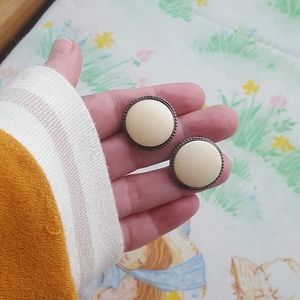 🌙Vintage White Coral Silver Earrings
